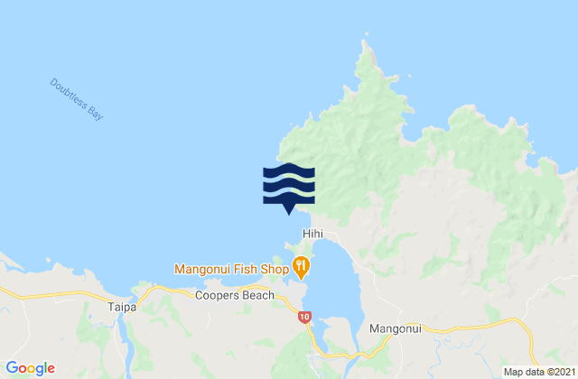 Mappa delle maree di Hihi Beach, New Zealand