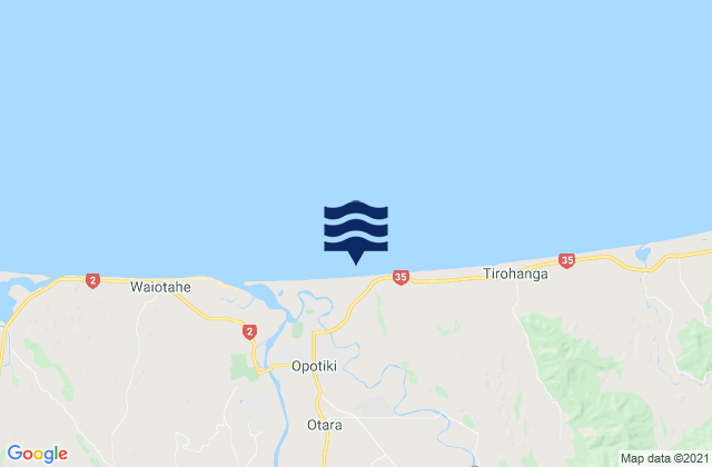 Mappa delle maree di Hikuwai Beach, New Zealand