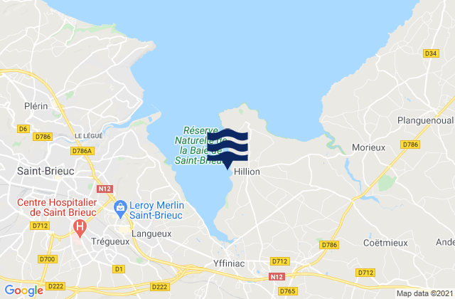 Mappa delle maree di Hillion, France