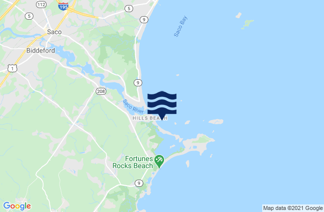 Mappa delle maree di Hills Beach, United States