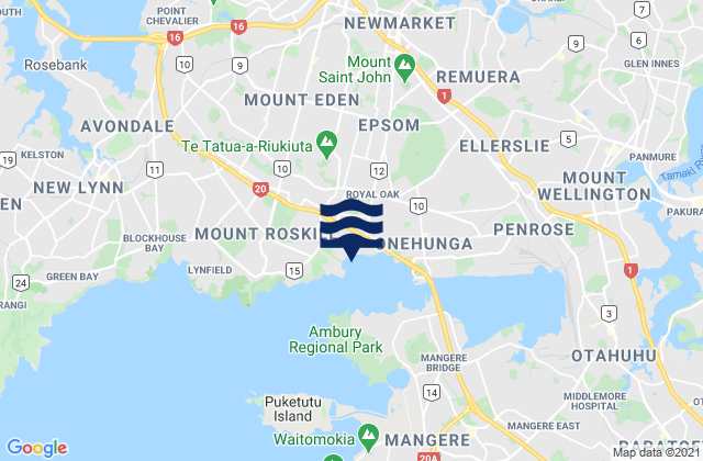Mappa delle maree di Hillsborough Bay, New Zealand