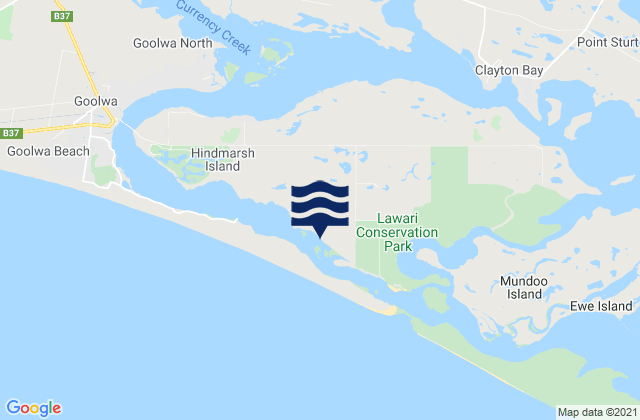 Mappa delle maree di Hindmarsh Island, Australia