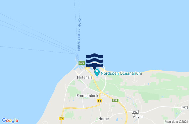 Mappa delle maree di Hirtshals Port, Denmark