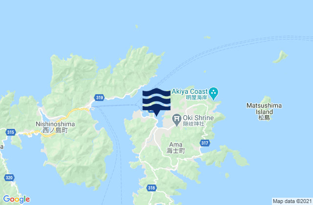 Mappa delle maree di Hisi Ura, Japan