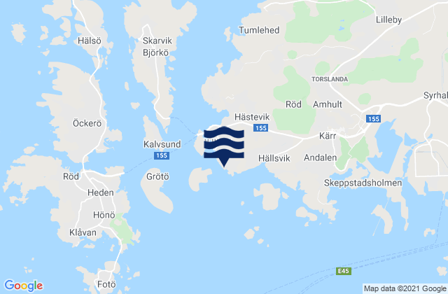 Mappa delle maree di Hjuvik, Sweden
