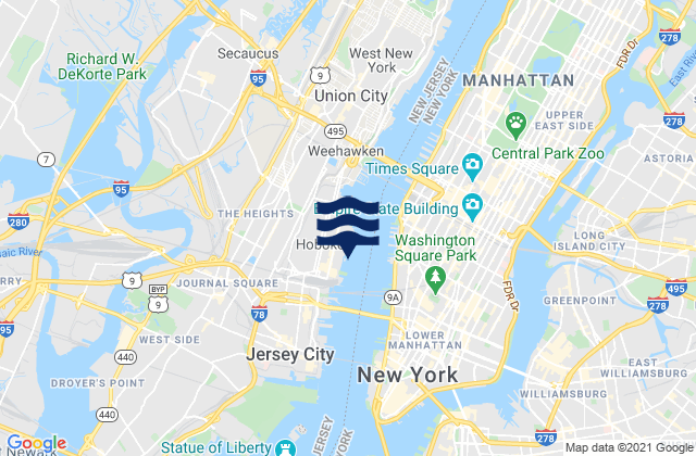 Mappa delle maree di Hoboken, United States