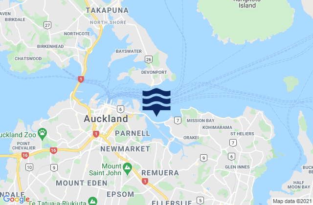 Mappa delle maree di Hobson Bay, New Zealand