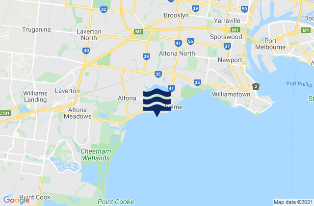 Mappa delle maree di Hobsons Bay, Australia