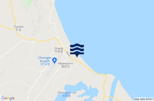 Mappa delle maree di Hoemul-li, North Korea
