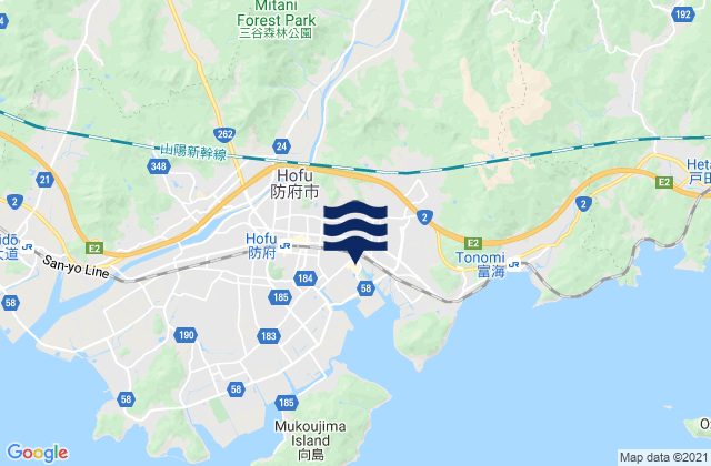 Mappa delle maree di Hofu Shi, Japan