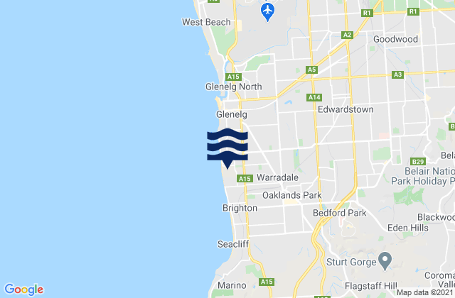 Mappa delle maree di Holdfast Bay, Australia