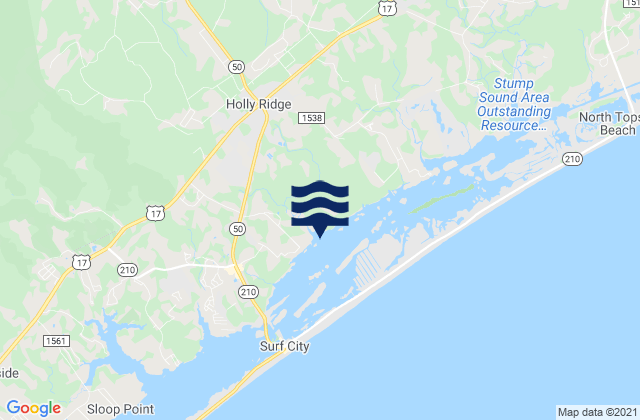 Mappa delle maree di Holly Ridge, United States