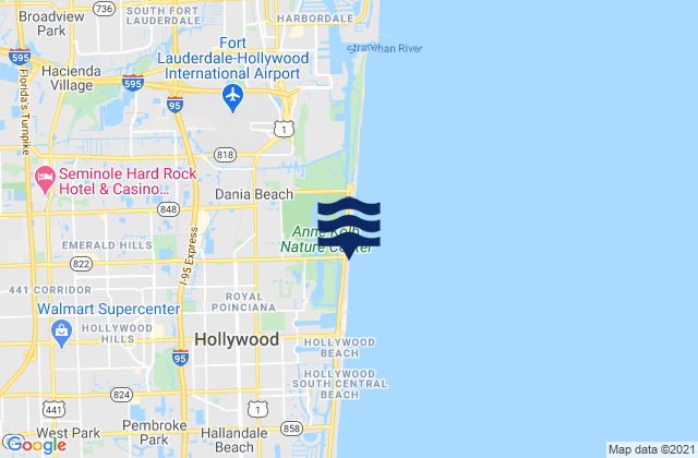 Mappa delle maree di Hollywood Beach West Lake South End, United States