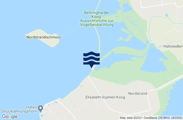 Mappa delle maree di Holmer Siel, Denmark