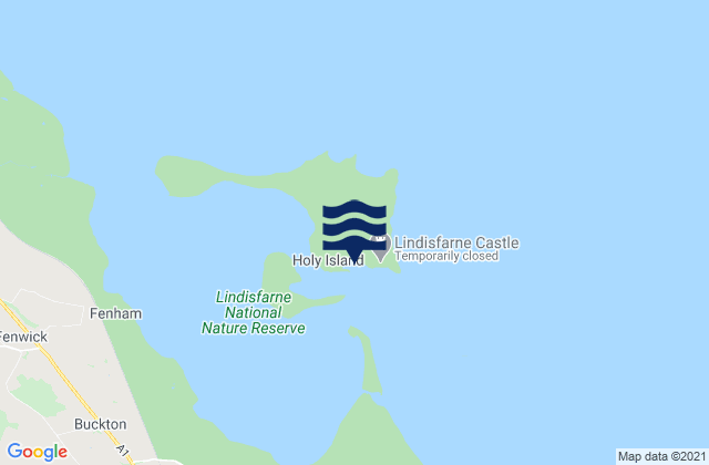 Mappa delle maree di Holy Island, United Kingdom