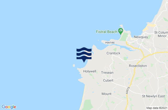 Mappa delle maree di Holywell Bay Beach, United Kingdom