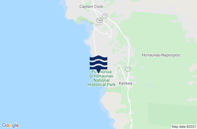 Mappa delle maree di Honaunau-Napoopoo, United States