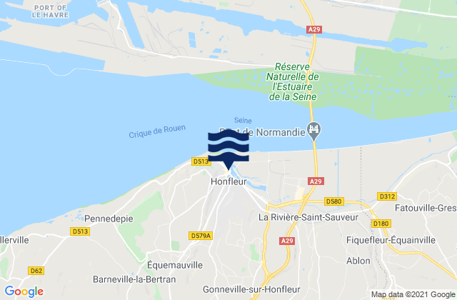 Mappa delle maree di Honfleur, France