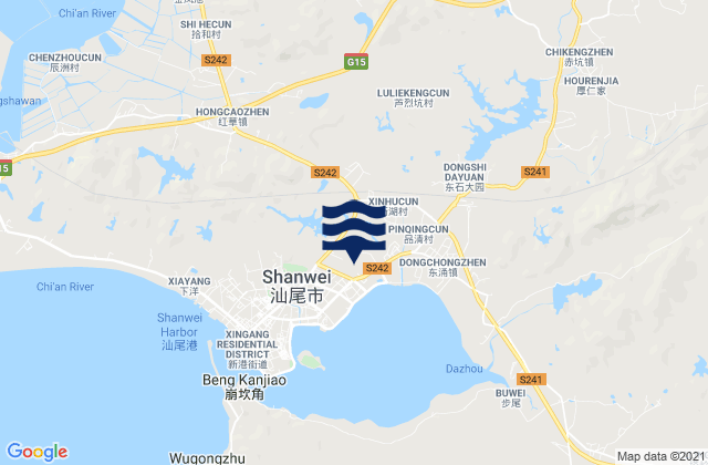 Mappa delle maree di Hongcao, China