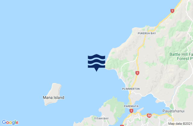 Mappa delle maree di Hongoeka Bay, New Zealand