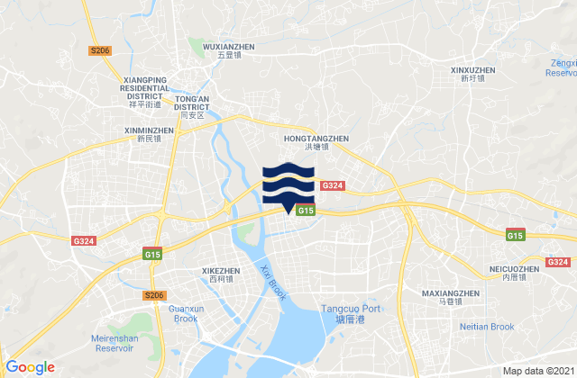 Mappa delle maree di Hongtang, China