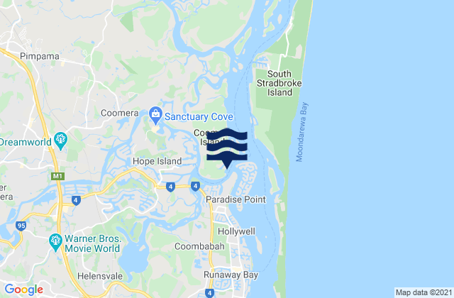 Mappa delle maree di Hope Island, Australia