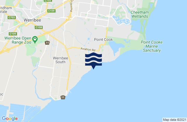 Mappa delle maree di Hoppers Crossing, Australia