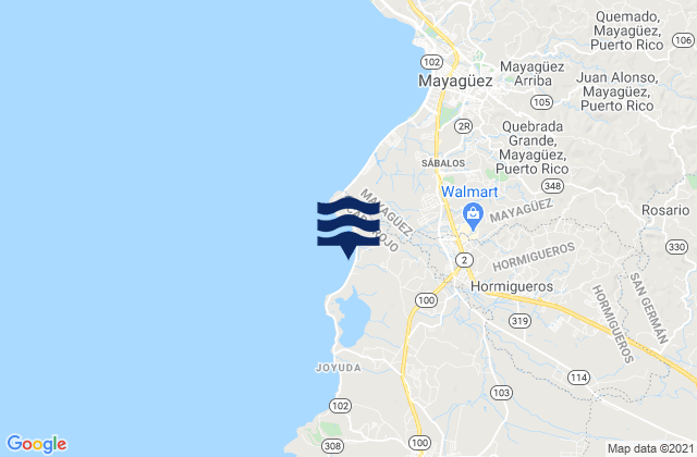 Mappa delle maree di Hormigueros Barrio-Pueblo, Puerto Rico