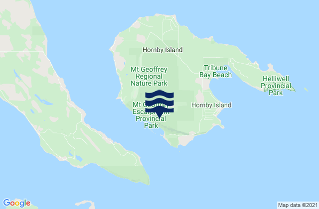 Mappa delle maree di Hornby Island, Canada