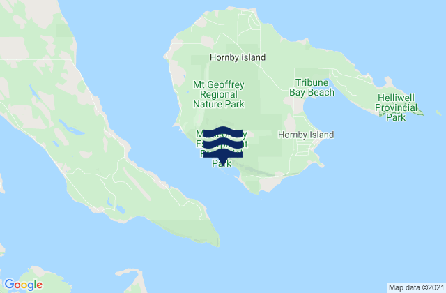 Mappa delle maree di Hornby Island, Canada