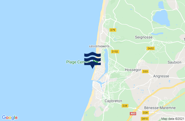 Mappa delle maree di Hossegor (La Nord), France