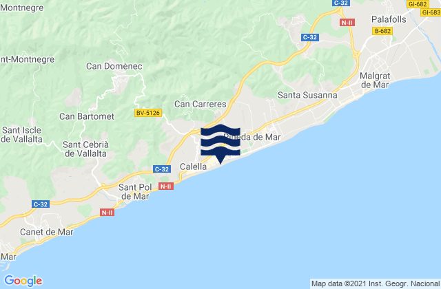 Mappa delle maree di Hostalric, Spain
