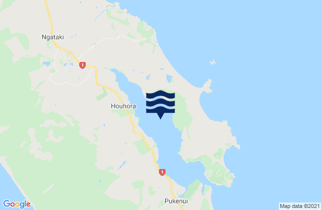 Mappa delle maree di Houhora Harbour, New Zealand