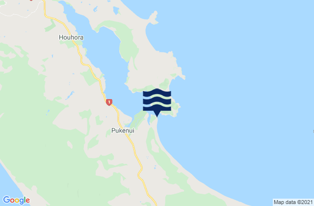 Mappa delle maree di Houhora Harbour Entrance, New Zealand