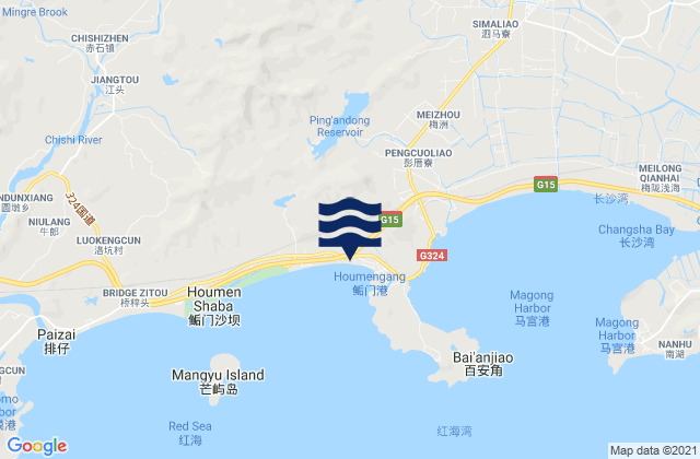 Mappa delle maree di Houmen, China