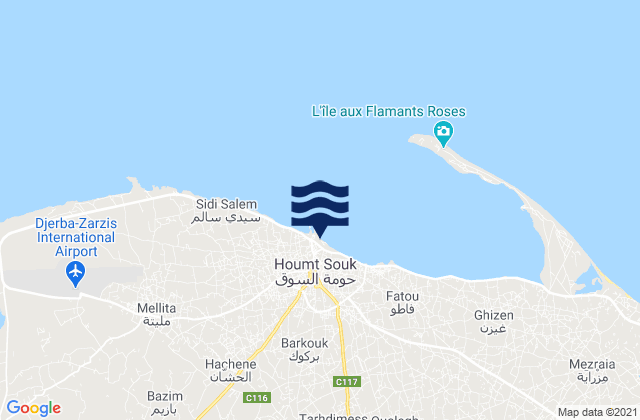 Mappa delle maree di Houmt El Souk, Tunisia