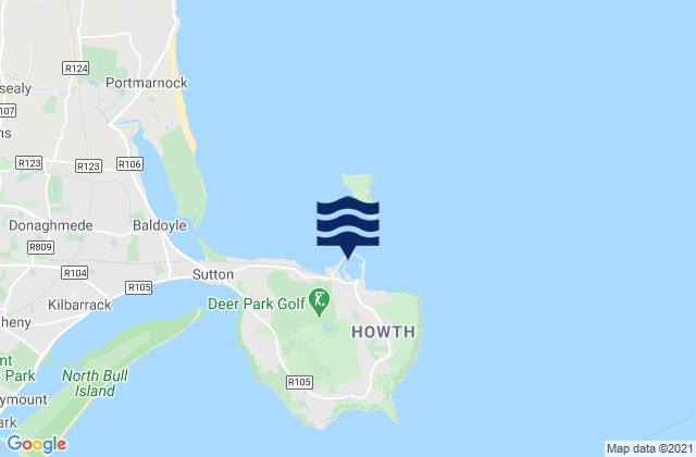 Mappa delle maree di Howth Harbour, Ireland