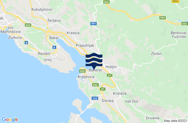 Mappa delle maree di Hreljin, Croatia