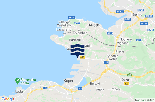 Mappa delle maree di Hrvatini, Slovenia