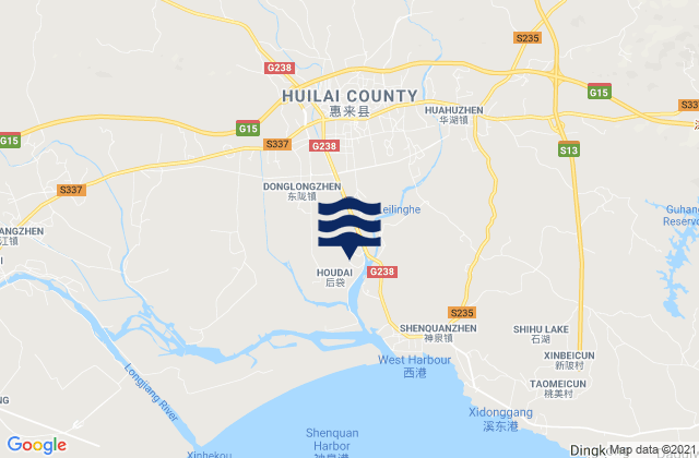 Mappa delle maree di Huahu, China