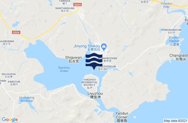 Mappa delle maree di Huangbu, China