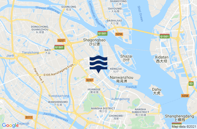 Mappa delle maree di Huangge, China