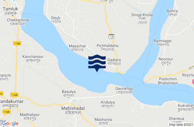 Mappa delle maree di Hugli Point Semaphore, India