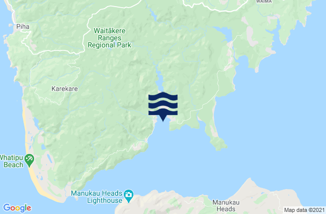 Mappa delle maree di Huia Bay, New Zealand