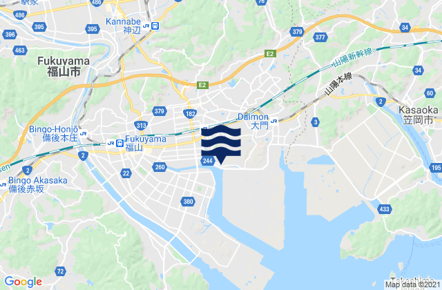 Mappa delle maree di Hukuyama, Japan