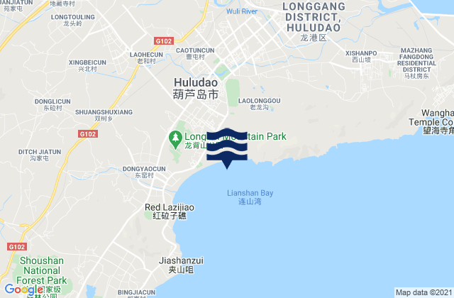 Mappa delle maree di Huludao, China