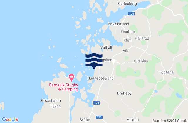 Mappa delle maree di Hunnebostrand, Sweden