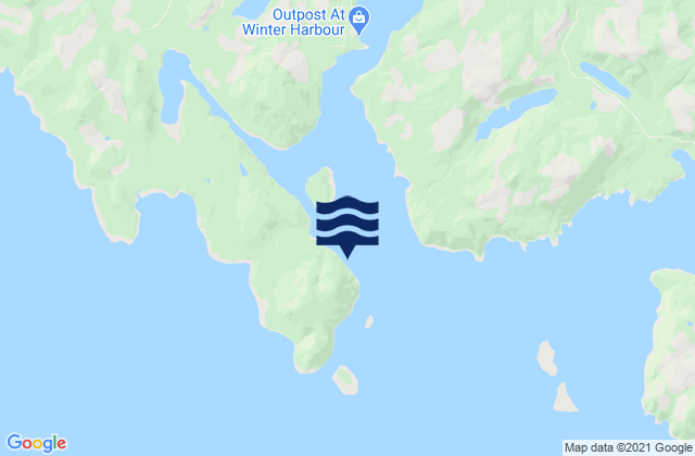 Mappa delle maree di Hunt Islets, Canada