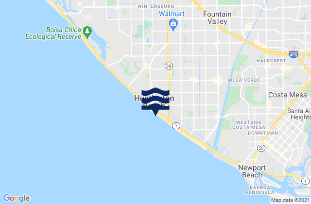 Mappa delle maree di Huntington City Beach, United States
