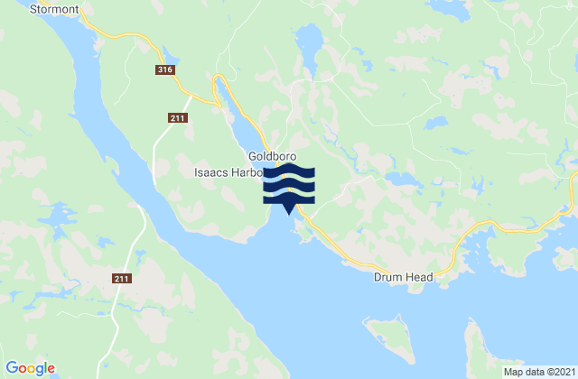 Mappa delle maree di Hurricane Island, Canada